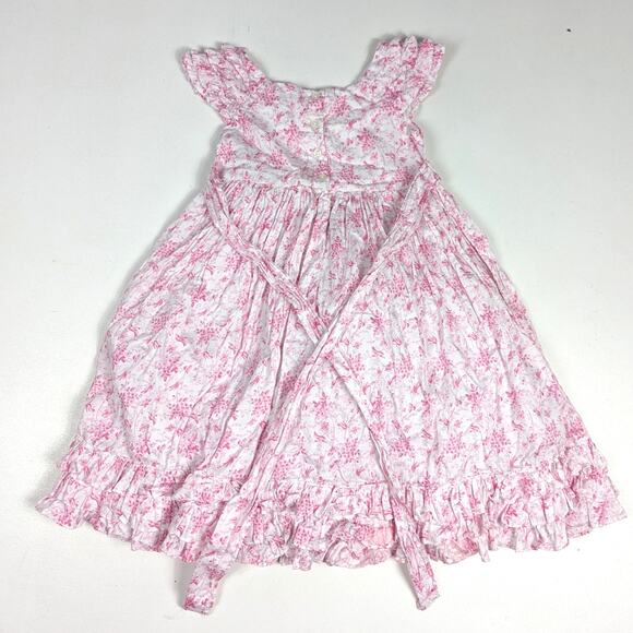 Laura Ashley Dress Girls Sz 5 Pink Floral Sundress Party Frilly Ruffle - Picture 2 of 7